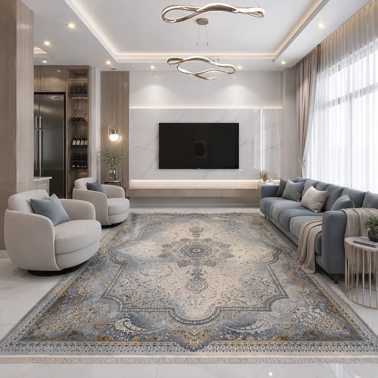 فرش 12 متری 700 شانه آرمیتاژ وینتیج بژ