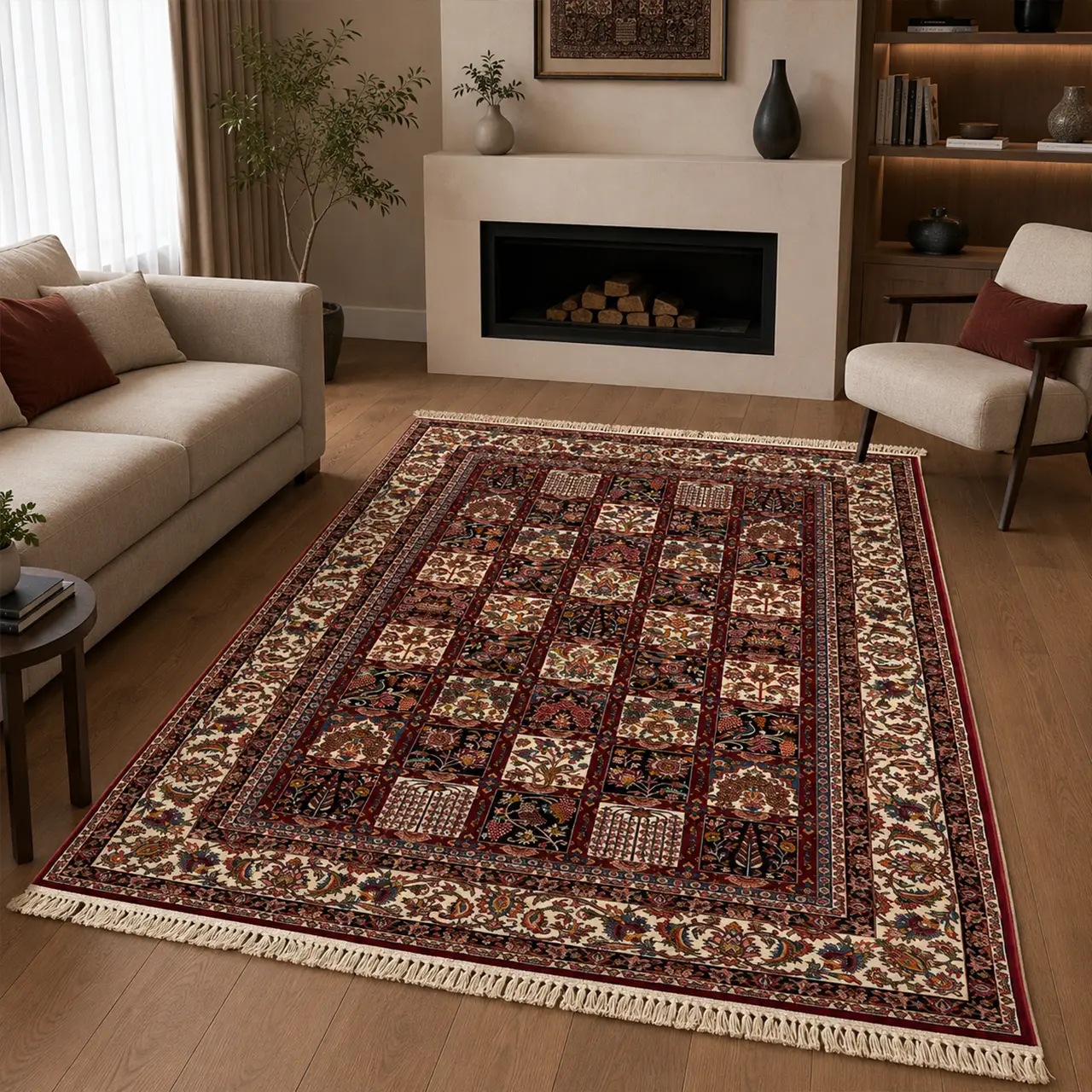 فرش 2.25*1.5 متری 700 شانه گبه هیوا اصیل لاکی
