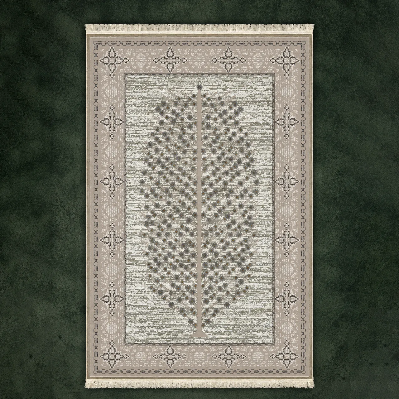فرش 22.5*1.5 ویکرون سیزان 42077 کرم بژ